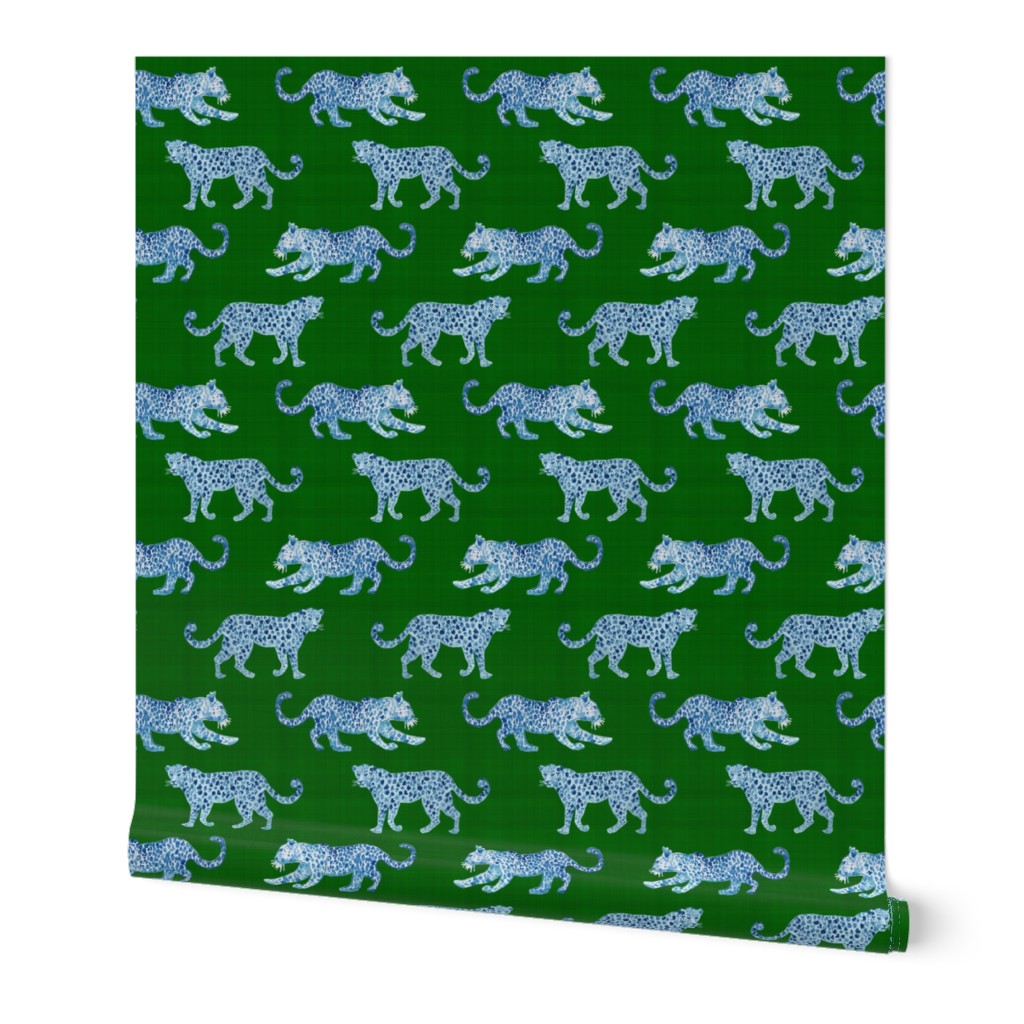 Leopard Parade Blue on Green