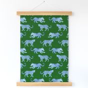 Leopard Parade Blue on Green