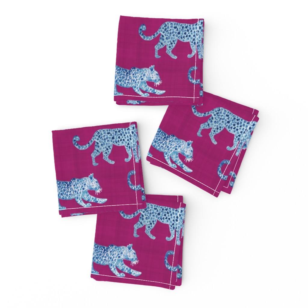 Leopard Parade Blue on Magenta