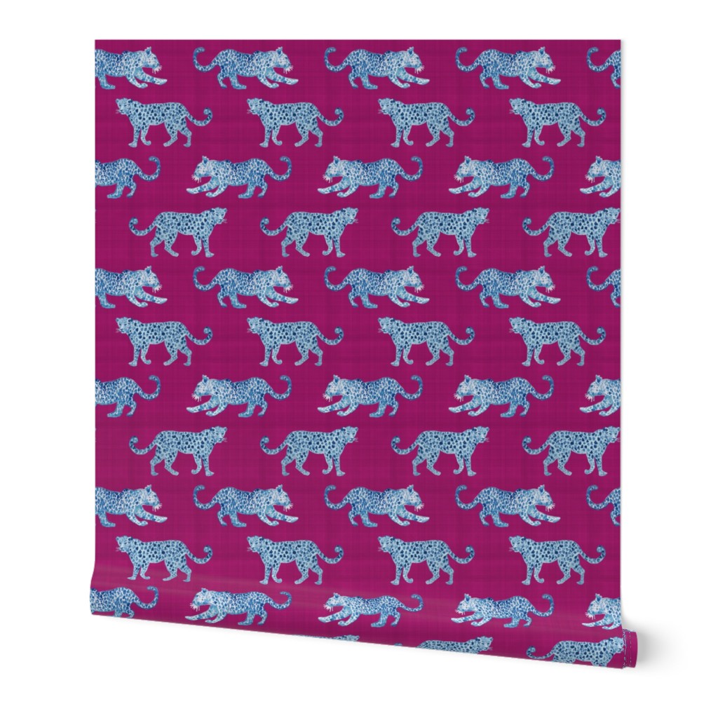 Leopard Parade Blue on Magenta