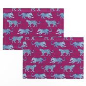 Leopard Parade Blue on Magenta