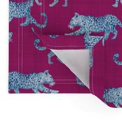 Leopard Parade Blue on Magenta