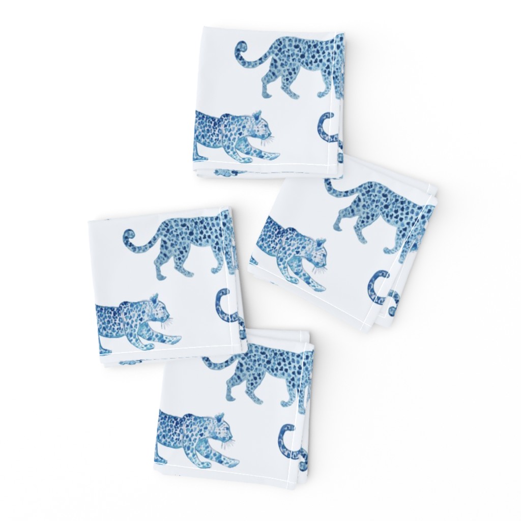 Leopard Parade Blue on white