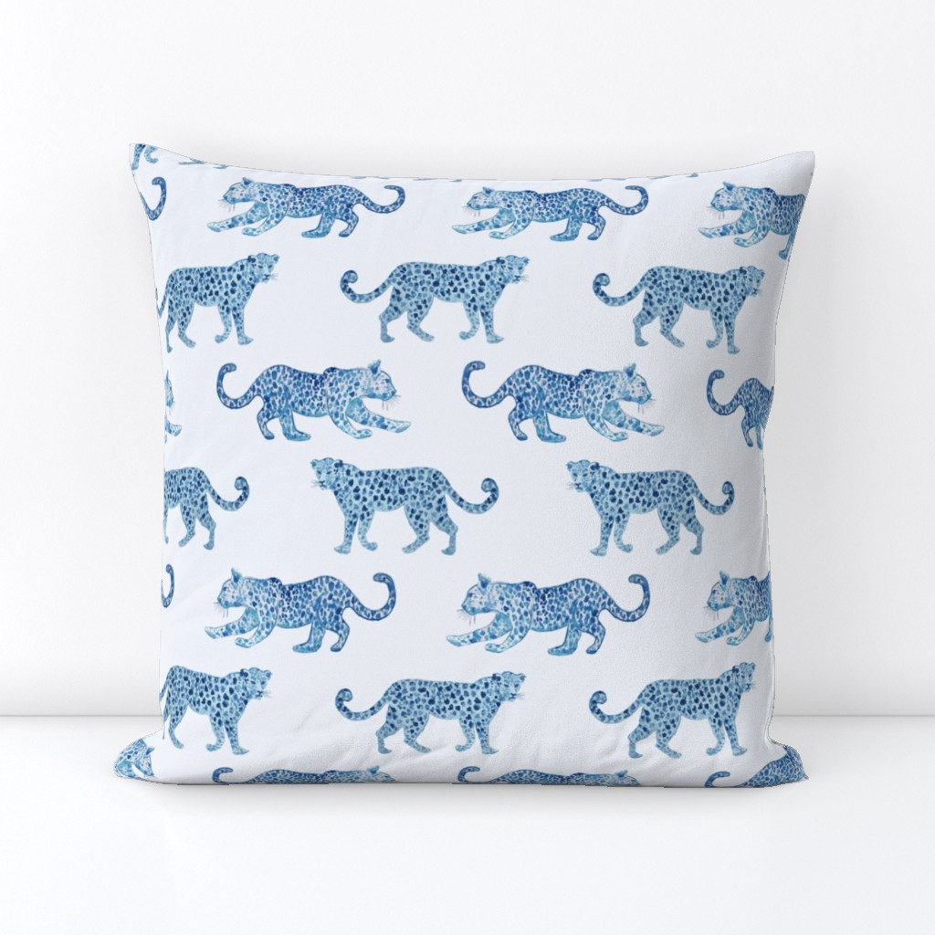 Leopard Parade Blue on white