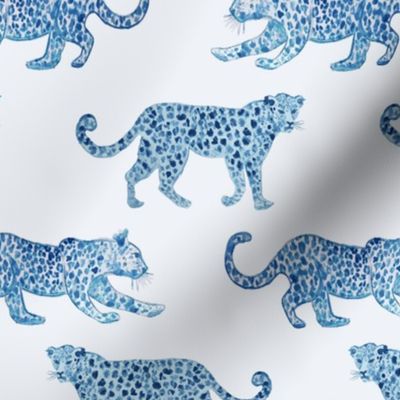 Leopard Parade Blue on white