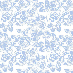 18" Sweet summer blue vintage roses, roses fabric, english blue country, blue and white fabric 1
