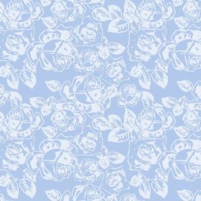 24" Sweet summer blue vintage roses, roses fabric, english blue country, blue and white fabric