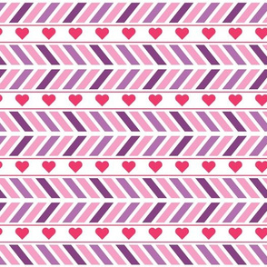 Chevron and Hearts Pattern with Horizontal Lines