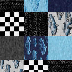 Muscle Car Patchwork - no words - ROTATED - blue and black