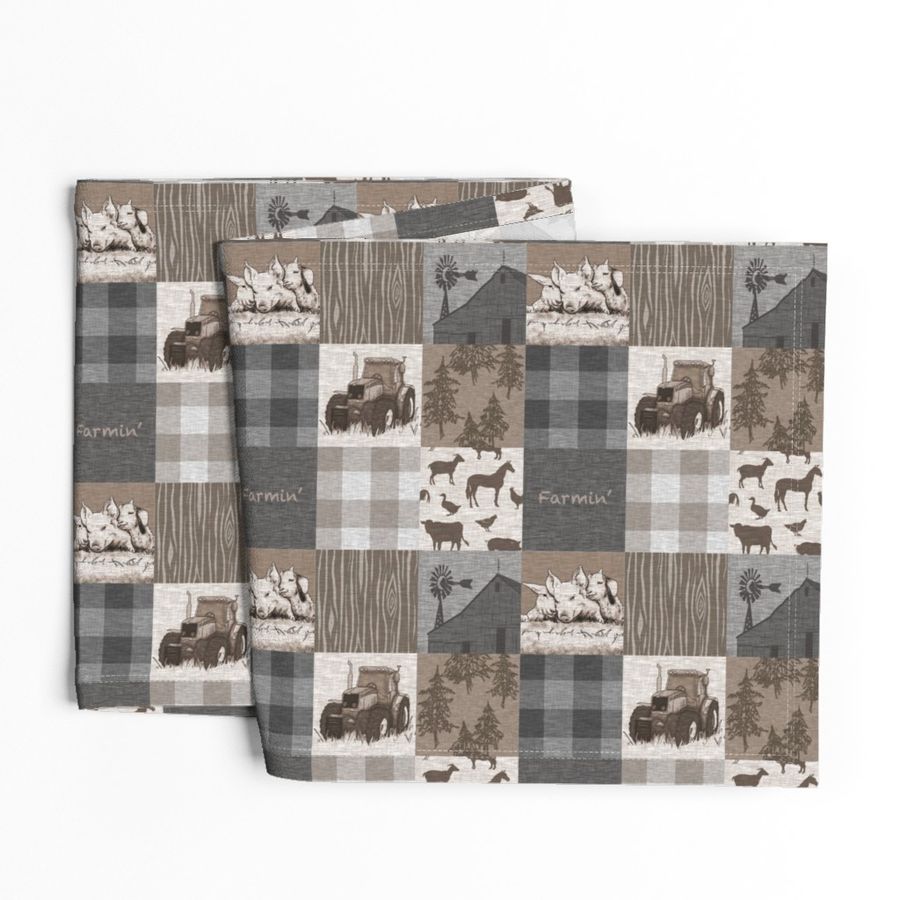 3” Farmin’ Quilt - Soft Brown And grey