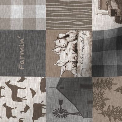 3” Farmin’ Quilt - Soft Brown And grey