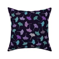 Ginkgo Leaves in Aqua and Purple