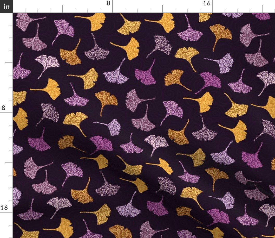 Ginkgo Leaves in Orange and Purple