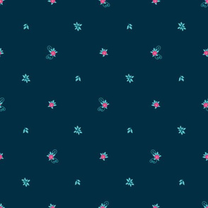 Floral Pattern on a Navy Background