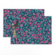 Retro Dense Floral Pattern on a Dark Background