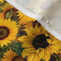 10" Vintage Sunflowers different layers 