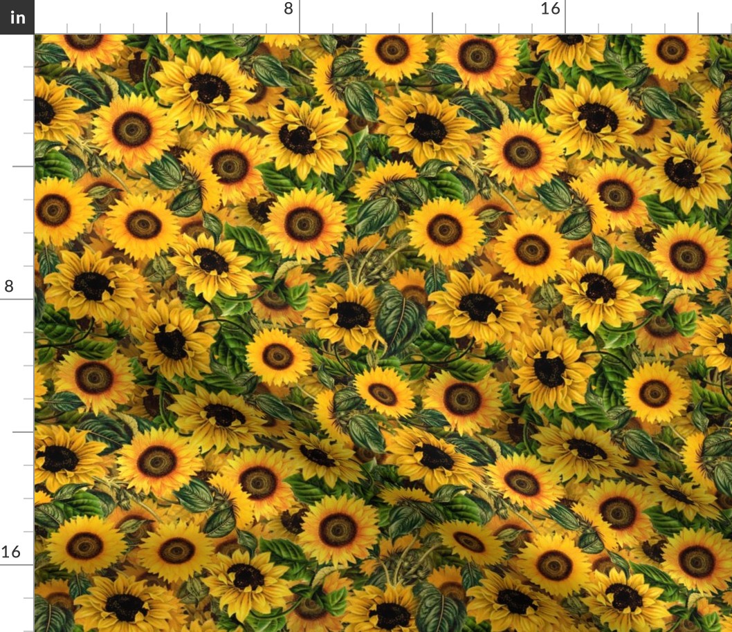 10" Vintage Sunflowers different layers 