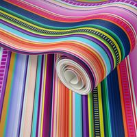 Multicolor Mexican Serape Inspired Stripe Fabric (Smaller Scale)  