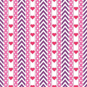 Chevron Pattern With Red Hearts