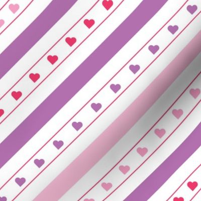 Diagonal Lines with Hearts Pattern