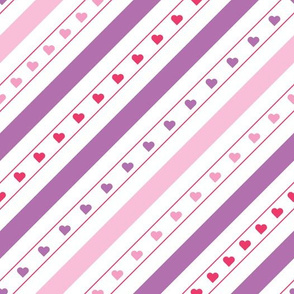 Diagonal Lines with Hearts Pattern