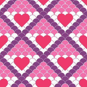 Geometrical Fish Scale Pattern with Hearts