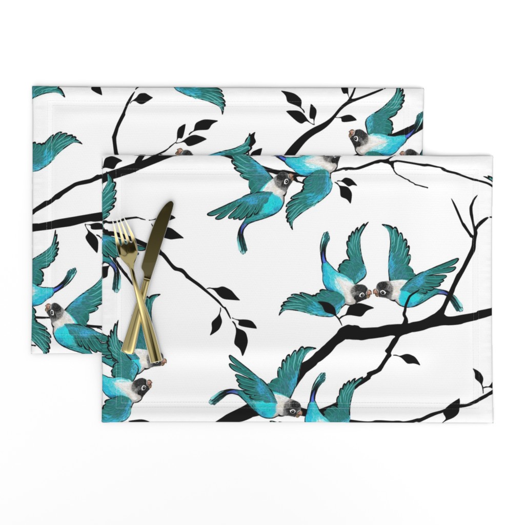 Lovebirds - Love in the Air | Teal-White-Black