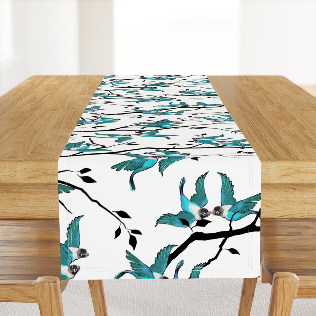 Lovebirds - Love in the Air | Teal-White-Black