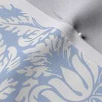 24" Sweet summer blue vintage damask, damask fabric, english blue country, blue and white fabric