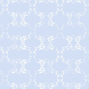 18" Sweet summer blue vintage damask, damask fabric, english blue country, blue and white fabric