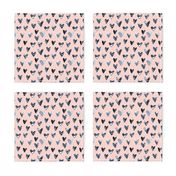 4" Navy Watercolor Hearts // Blush Linen