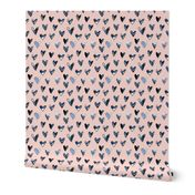 4" Navy Watercolor Hearts // Blush Linen