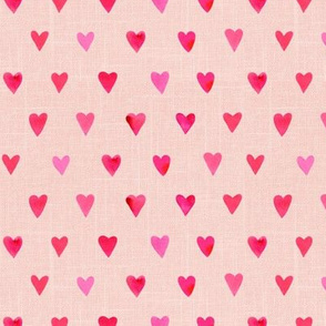 6" Pink Watercolor Hearts // Pale Blush Linen copy