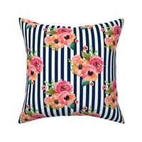 8" Floral Polka Navy Stripes 90 Degrees