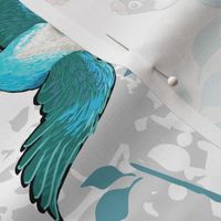 Lovebirds - Love in the Air | Teal-White-Gray