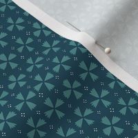 Geometric Florals and Dots / Dark Teal