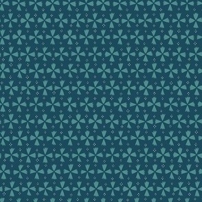 Geometric Florals and Dots / Dark Teal