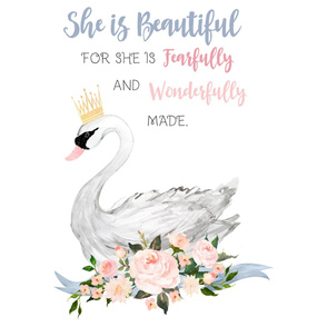 27"x36" She is Beautiful Swan Quote