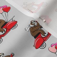 Scooter Sloths  - Valentine's Day - Grey