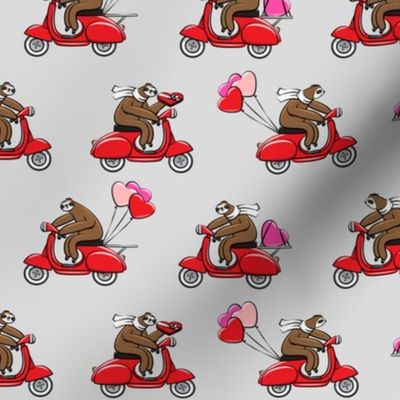 Scooter Sloths  - Valentine's Day - Grey