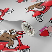 Scooter Sloths  - Valentine's Day - Grey