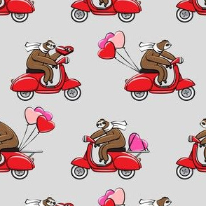 Scooter Sloths  - Valentine's Day - Grey