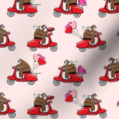 Scooter Sloths  - Valentine's Day - Pink