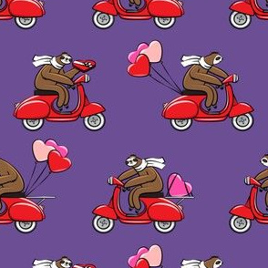 Scooter Sloths  - Valentine's Day - Purple
