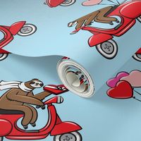 Scooter Sloths  - Valentine's Day - blue