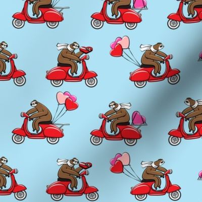 Scooter Sloths  - Valentine's Day - blue