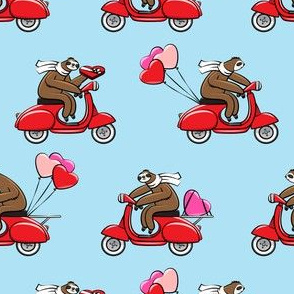 Scooter Sloths  - Valentine's Day - blue