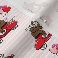 Scooter Sloths  - Valentine's Day - Pink Stripes