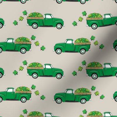 Vintage Truck with Shamrocks - St Patrick's Day - Green on Beige