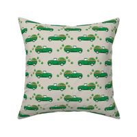 Vintage Truck with Shamrocks - St Patrick's Day - Green on Beige